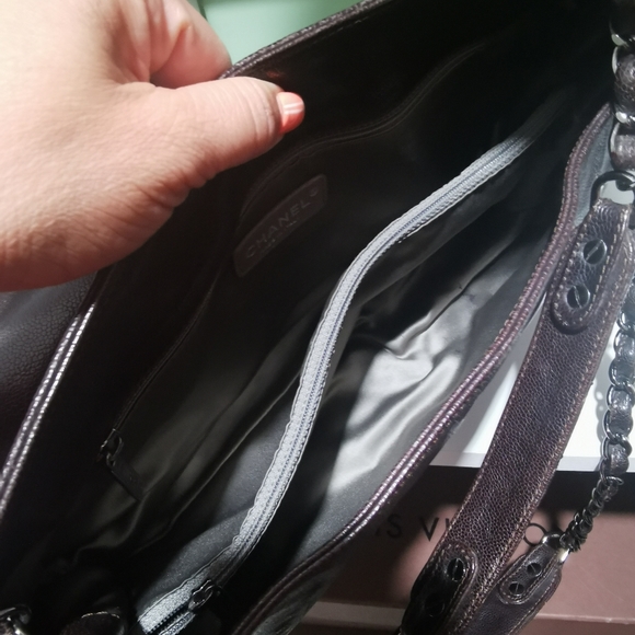 100% Authentic Chanel Grazed Caviar Pocket In The City Shoulder Bag  Brown - Picture 9 of 16